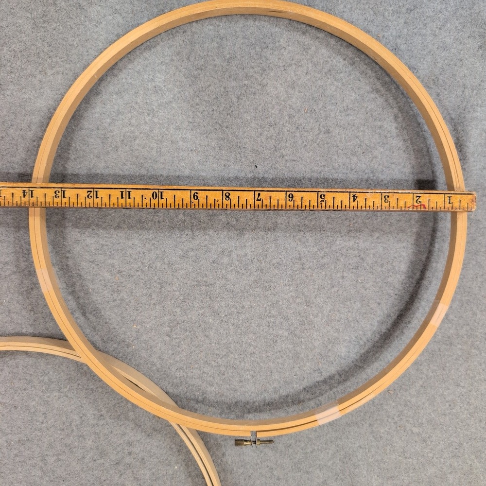 Vintage Wooden Embroidery Hoops Lot of 3 Round 12 Inch Adjustable Sewing Frames - Picture 5 of 5